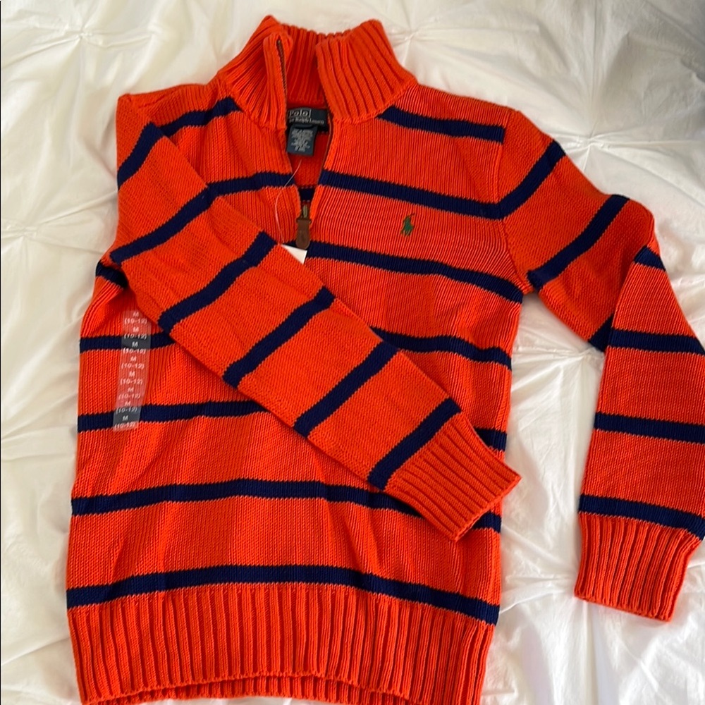 Polo by Ralph Lauren Kids Orange and Blue Striped Sweater